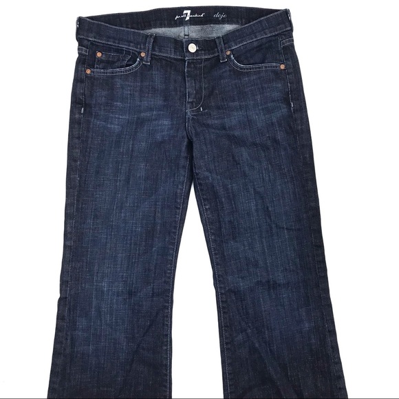 7 For All Mankind Dojos zipper fly medium dark wash flare leg jeans size 30 - Picture 4 of 9